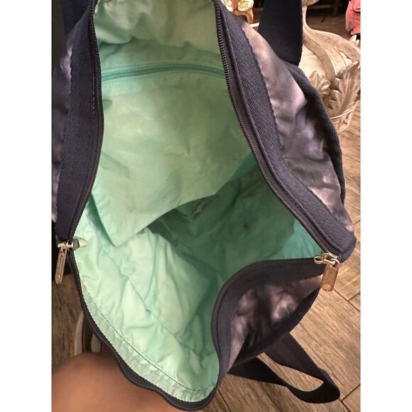 LeSportsac Women's Black Gray Tie Dye Weekender Lightweight Travel Tote Bag - Picture 5 of 8
